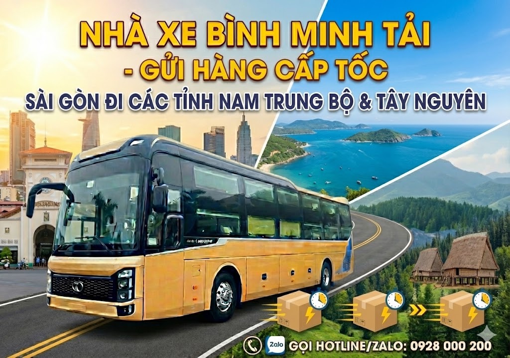 Gửi hàng cấp tốc Sài Gòn đi các tỉnh Nam Trung Bộ & Tây Nguyên Nhà Xe Bình Minh Tải